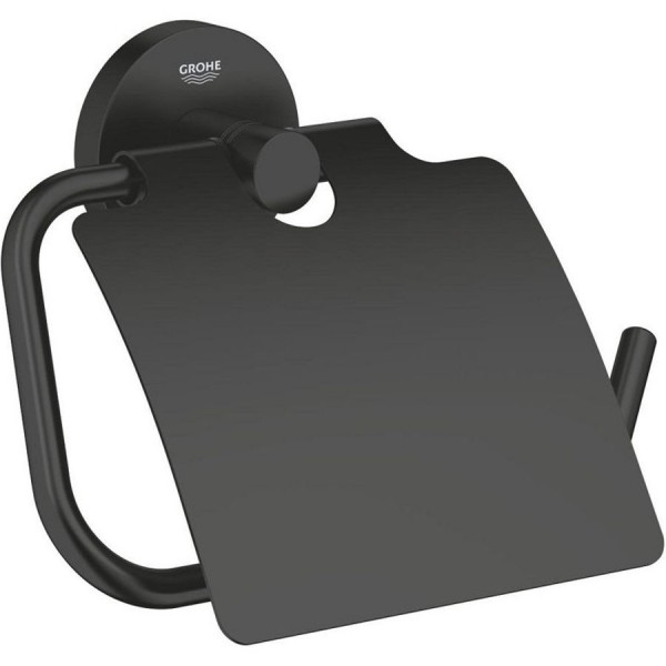 Paper holder with cover material: Brass Matte Black, color: Black surface: Matt Toilet paper holders