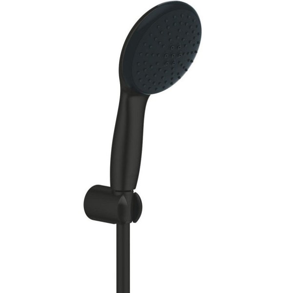 Τηλέφωνο ντους με σπιράλ & στήριγμα 2 ροών 1,50m, water saving, Matte Black, χρώμα: Μαύρο επιφάνεια: Ματ Τηλέφωνα