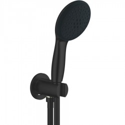 Τηλέφωνο ντους με σπιράλ & στήριγμα με παροχή 2 ροών 1,50m, water saving, Matte Black, χρώμα: Μαύρο επιφάνεια: Ματ Τηλέφωνα