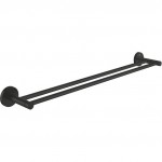 Towel 60cm Matte Black Fixed double material: Brass, color: Black surface: Matt Towel rails