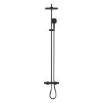 Bathtub tap with showerpipe and overhead shower Wall-mounted material: Brass mixer, color: Black surface: Matt Wall-mounted exposed with showerpipe and overhead shower Bathtub tap with showerpipe and overhead shower Wall-mounted material: Brass mixer, color: Black surface: Matt Wall-mounted exposed with showerpipe and overhead shower
