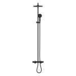 Bathtub tap with showerpipe and overhead shower Wall-mounted material: Brass thermostatic, color: Black surface: Matt