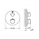 Shower tap Wall-mounted external part 2 way material: Brass thermostatic With plate without hand shower, hose and holder shut-off, color: Black surface: Matt Wall-mounted - external part