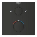 Μπαταρία μπανιέρας εντοιχιζόμενη εξωτερικό μέρος 2 εξόδων από ορείχαλκο shut-off, Matte black, χρώμα: Μαύρο επιφάνεια: Ματ Εντοιχιζόμενες εξωτερικό μέρος