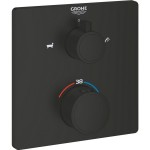 Bathtub concealed mixer Wall-mounted - external part 2 way material: Brass, color: Black surface: Matt Wall-mounted - external part