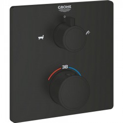Bathtub concealed mixer Wall-mounted - external part 2 way material: Brass, color: Black surface: Matt Wall-mounted - external part