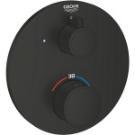 Shower tap Wall-mounted external part 1 way material: Brass thermostatic With plate without hand shower, hose and holder, color: Black surface: Matt Wall-mounted - external part