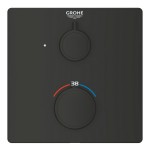 Shower tap Wall-mounted external part 1 way material: Brass mixer With plate without hand shower, hose and holder, color: Black surface: Matt Wall-mounted - external part