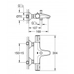 Bathtub tap Wall-mounted exposed material: Brass without hand shower, hose and holder thermostatic, color: Black surface: Matt Wall-mouned exposed