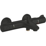 Bathtub tap Wall-mounted exposed material: Brass without hand shower, hose and holder thermostatic, color: Black surface: Matt Wall-mouned exposed