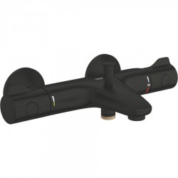 Bathtub tap Wall-mounted exposed material: Brass without hand shower, hose and holder thermostatic, color: Black surface: Matt Wall-mouned exposed
