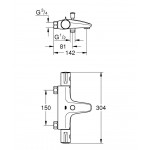 Bathtub tap Wall-mounted exposed material: Brass without hand shower, hose and holder thermostatic, color: Black surface: Matt Wall-mouned exposed