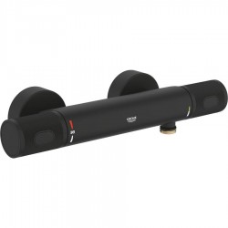 Shower tap Wall-mounted exposed material: Brass thermostatic without hand shower, hose and holder, color: Black surface: Matt Wall-mouned exposed
