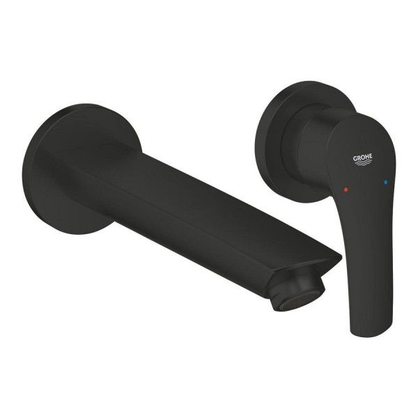 Wash basin tap Wall-mounted - external part 2 holes mixer Without waste, color: Black material: Brass surface: Matt Wall-mounted - external part