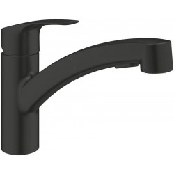 Kitchen tap Deck-mounted material: Brass with shower, color: Black surface: Matt