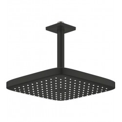 Κεφαλή ντους οροφής 25x25 από ορείχαλκο 1 ροής & βραχίονα 14,2cm, 9,5lt/m water saving, Matte Black, χρώμα: Μαύρο επιφάνεια: Ματ Κεφαλές ντους