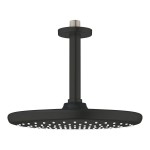 Κεφαλή ντους οροφής 25x25 από ορείχαλκο 1 ροής & βραχίονα 14,2cm, 9,5lt/m water saving, Matte Black, χρώμα: Μαύρο επιφάνεια: Ματ Κεφαλές ντους