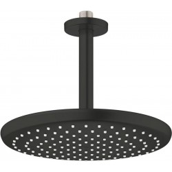 Κεφαλή ντους οροφής 25x25 από ορείχαλκο 1 ροής & βραχίονα 14,2cm, 9,5lt/m water saving, Matte Black, χρώμα: Μαύρο επιφάνεια: Ματ Κεφαλές ντους