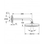 Κεφαλή ντους επίτοιχος τύπος 21x21 από ορείχαλκο 1 ροής & βραχίονα 28,6cm, 9,5lt/m water saving, Matte Black, χρώμα: Μαύρο επιφάνεια: Ματ Κεφαλές ντους