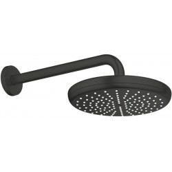 Κεφαλή ντους επίτοιχος τύπος 21x21 από ορείχαλκο 1 ροής & βραχίονα 28,6cm, 9,5lt/m water saving, Matte Black, χρώμα: Μαύρο επιφάνεια: Ματ Κεφαλές ντους