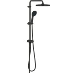 Βέργα με κεφαλή ντους από ορείχαλκο με διανομέα Φ25cm, 2 ροών,110cm, τηλέφωνο 3 ροών, σπιράλ 1,50m water saving , matte black, χρώμα: Μαύρο επιφάνεια: Ματ Βέργες ντους με κεφαλή