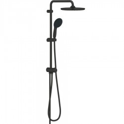 Βέργα με κεφαλή ντους από ορείχαλκο με διανομέα Φ25cm, 2 ροών,110cm, τηλέφωνο 3 ροών, σπιράλ 1,50m water saving , matte black, χρώμα: Μαύρο επιφάνεια: Ματ Βέργες ντους με κεφαλή
