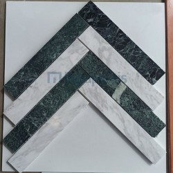 Chevron marble 45x40 White Thassos/ Green Tinos, hue: Mix Chevron