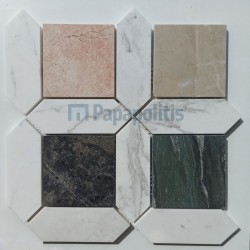 Patchwork μαρμάρου 30x30 Nuvolino, Green Tinos, Tortora, Mocca, Blue Star επιφάνεια: Ματ, απόχρωση: Mix