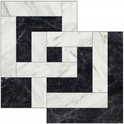 Marble patchwork 25x25 Blue Star, Volakas surface: Matt, hue: White/Grey Patchwork