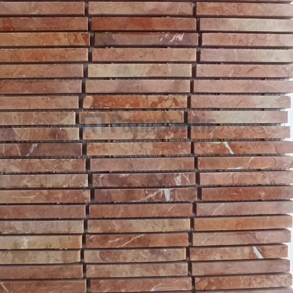 Marble mosaic tile 1x10 (30x23,5) Rosso Reale surface: Matt, hue: Brick Brick look tiles