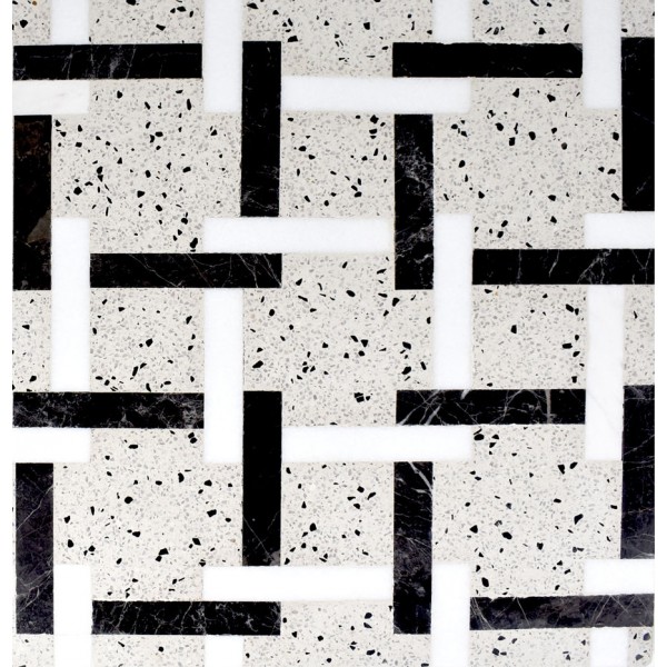 Patchwork μαρμάρου Blue Star/ Bianco επιφάνεια: Ματ, απόχρωση: Λευκό/Μαύρο Patchwork