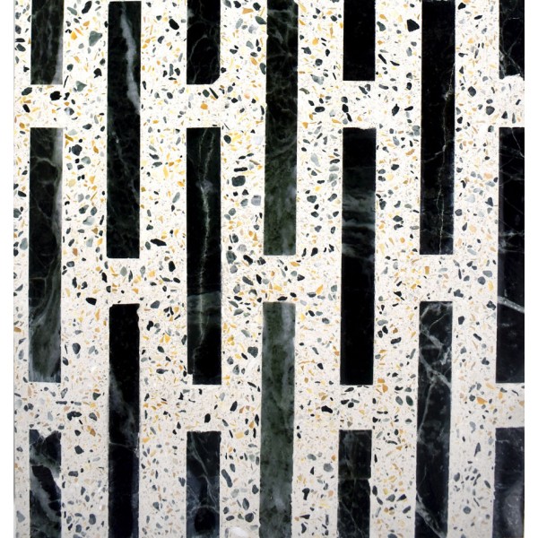Patchwork μαρμάρου 38,5x38,5 Verde (1,5x9,8cm) επιφάνεια: Ματ, απόχρωση: Λευκό/Μαύρο Patchwork