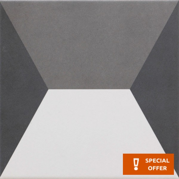 Patchwork tile 20x20 Italy, shape: Square 1st choice surface: Matt naturale, 9mm, hue: White/Grey Patchworks