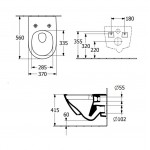 Wall-mounted toilet & toilet seat soft closing, style: Wrapover hidden fixation Rimless, quick release, White Alpin TwistFlush 56x37 surface: Glossy, color: White Wall-mounted