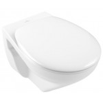 Wall-mounted toilet & toilet seat soft closing, style: Sandwich Rimless DirectFlush 54x36 surface: Glossy, color: White Wall-mounted