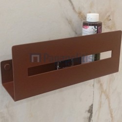 Ράφι μπάνιου 30x9,3x12 από ορείχαλκο με ψηλή διάτρητη πρόσοψη, Dark Brown, χρώμα: Καφέ επιφάνεια: Ματ Ράφια μπάνιου 