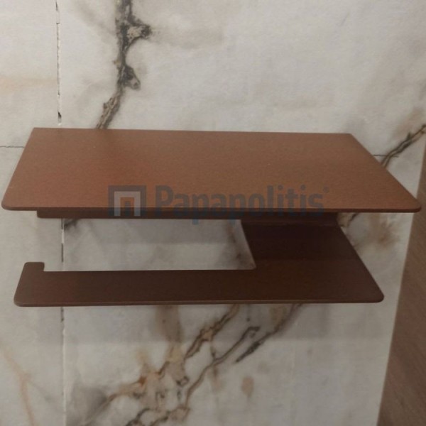 Paper holder with shelf material: Brass, color: Brown surface: Matt Toilet paper holders