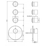 Shower tap Wall-mounted external part 3 way 4 holes material: Inox thermostatic without hand shower, hose and holder, color: Chrome surface: Brushed Wall-mounted - external part