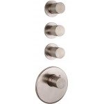 Shower tap Wall-mounted external part 3 way 4 holes material: Inox thermostatic without hand shower, hose and holder, color: Chrome surface: Brushed Wall-mounted - external part