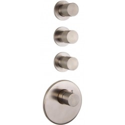Shower tap Wall-mounted external part 3 way 4 holes material: Inox thermostatic without hand shower, hose and holder, color: Chrome surface: Brushed Wall-mounted - external part