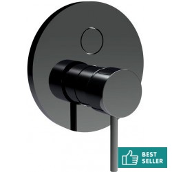 Shower tap Wall-mounted external part 2 way material: Brass mixer With plate without hand shower, hose and holder, color: Black surface: Brushed Wall-mounted - external part