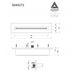 Εκροή (στόμιο) 34,6cm επίτοιχος τύπος καταρράκτης (Cascatta) από inox με προβολή 6,35cm, χρώμα: Χρωμέ επιφάνεια: Βουρτσισμένη Στόμια (ρουξούνια)