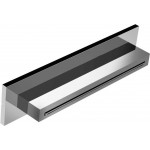 Εκροή (στόμιο) 34,6cm επίτοιχος τύπος καταρράκτης (Cascatta) από inox με προβολή 6,35cm, χρώμα: Χρωμέ επιφάνεια: Βουρτσισμένη Στόμια (ρουξούνια)