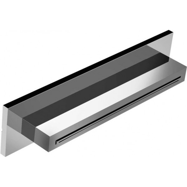 Εκροή (στόμιο) 34,6cm επίτοιχος τύπος καταρράκτης (Cascatta) από inox με προβολή 6,35cm, χρώμα: Χρωμέ επιφάνεια: Βουρτσισμένη Στόμια (ρουξούνια)