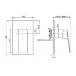 Μπαταρία ντουζιέρας εντοιχιζόμενη εξωτερικό μέρος 1 εξόδου αναμεικτική από ορείχαλκο με πλακέτα με πλακέτα, χρώμα: Χρωμέ επιφάνεια: Γυαλιστερή Εντοιχιζόμενες εξωτερικό μέρος