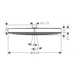 Κεφαλή ντους επίτοιχος τύπος / οροφής 26x26 από ορείχαλκο 1 ροής ecosmart, 8.4 l/min, Brushed Bronze, χρώμα: Μπρονζέ επιφάνεια: Βουρτσισμένη Κεφαλές ντους