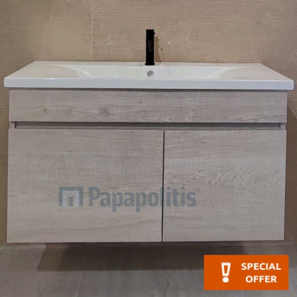 Βάση επίπλου χωρίς νιπτήρα 99x55x45 από ξύλο συνθετικό χρώμα 398 επίτοιχου τύπου, χρώμα: Ξύλο Δρυς Βάσεις επίπλου χωρίς νιπτήρα