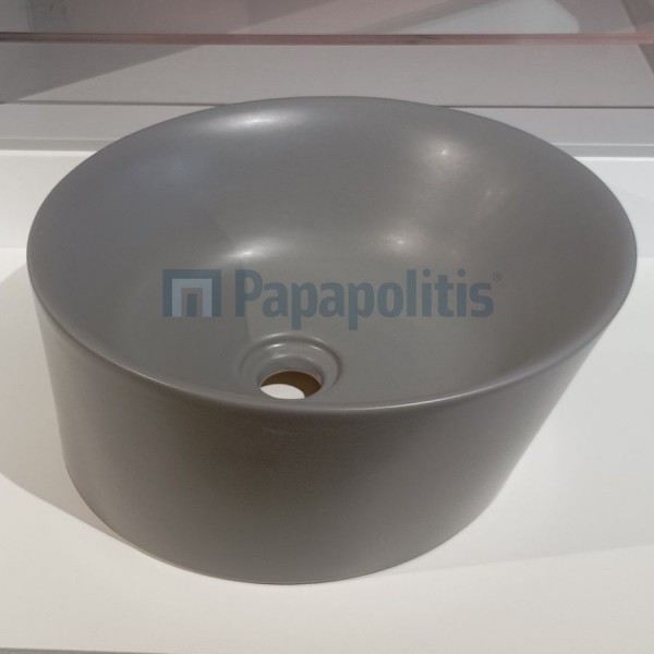 Washbasin Free standing 42x42x18 material: Porcelain Without hole Without overflow, color: Grey surface: Matt Free standing Washbasin Free standing 42x42x18 material: Porcelain Without hole Without overflow, color: Grey surface: Matt Free standing