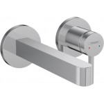 Wash basin tap Wall-mounted - external part 2 holes mixer With non-closing waste set, color: Chrome material: Brass surface: Glossy Wall-mounted - external part