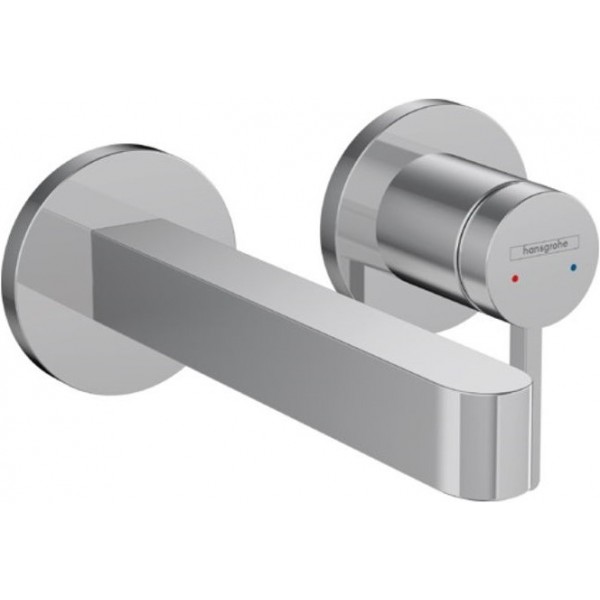 Wash basin tap Wall-mounted - external part 2 holes mixer With non-closing waste set, color: Chrome material: Brass surface: Glossy Wall-mounted - external part